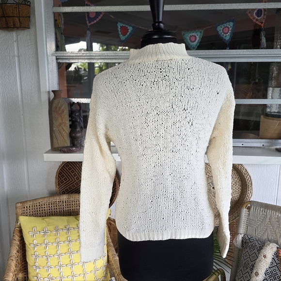 Vintage Academia Limited XS Sweater White Boucle Knit Pastel Argyle Preppy Retro - Picture 3 of 10